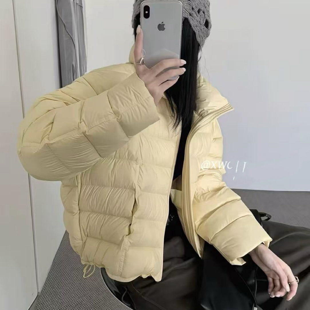 【张开心】轻蓬暖～韩系质感排骨云绒百搭立领按扣设计保暖外套 