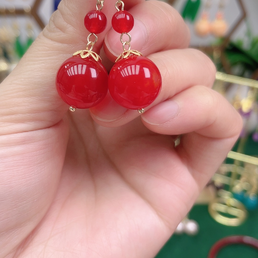 玛瑙/玉髓合金耳饰