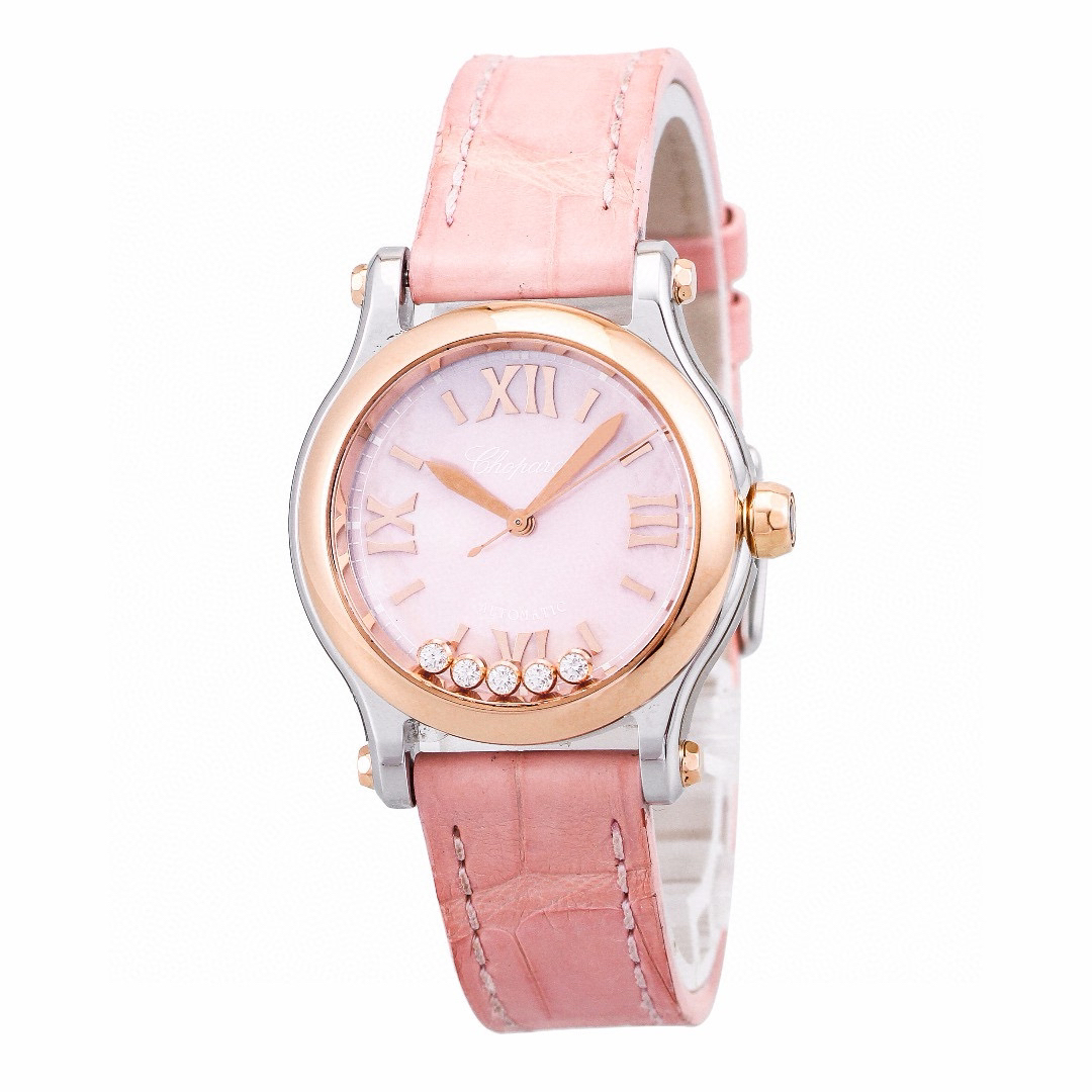 99新 Chopard/萧邦 麦麦女表 快乐钻278573-6011粉盘间金