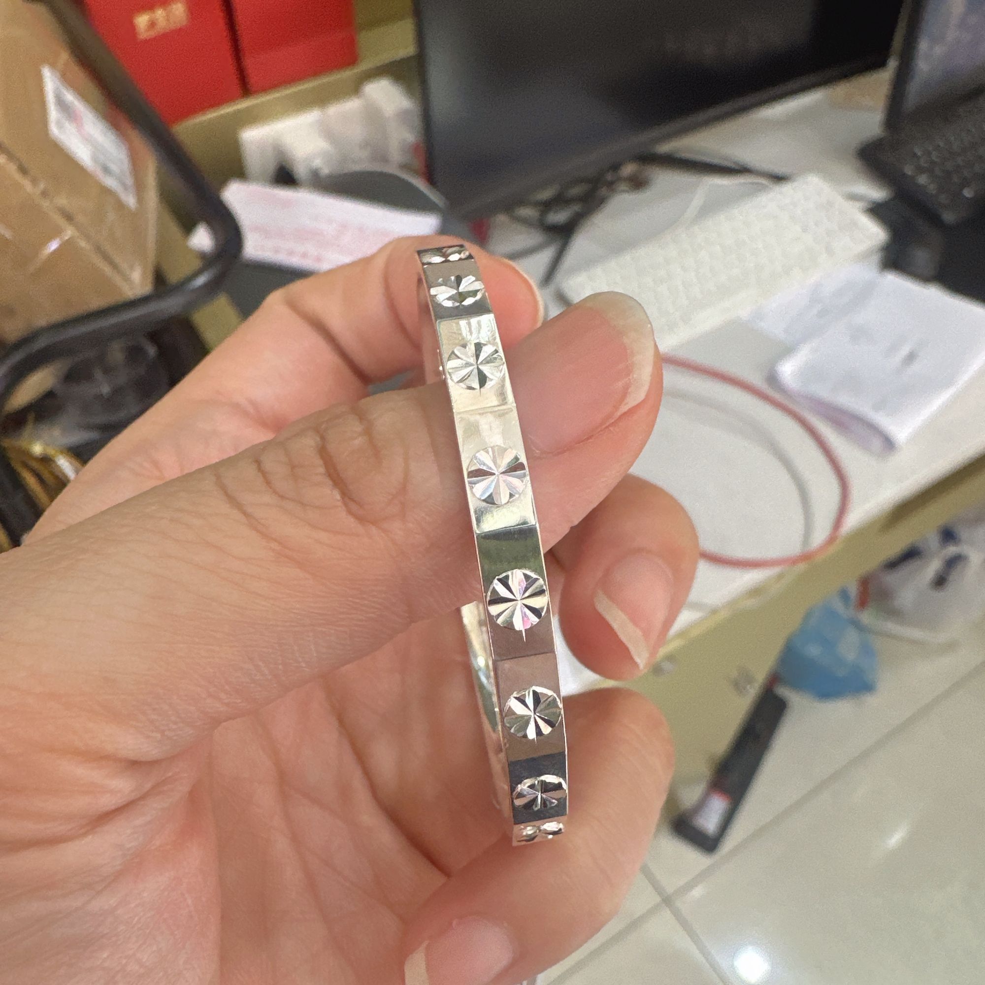 足银手镯 足银手镯 米字花 送人自留经典百搭