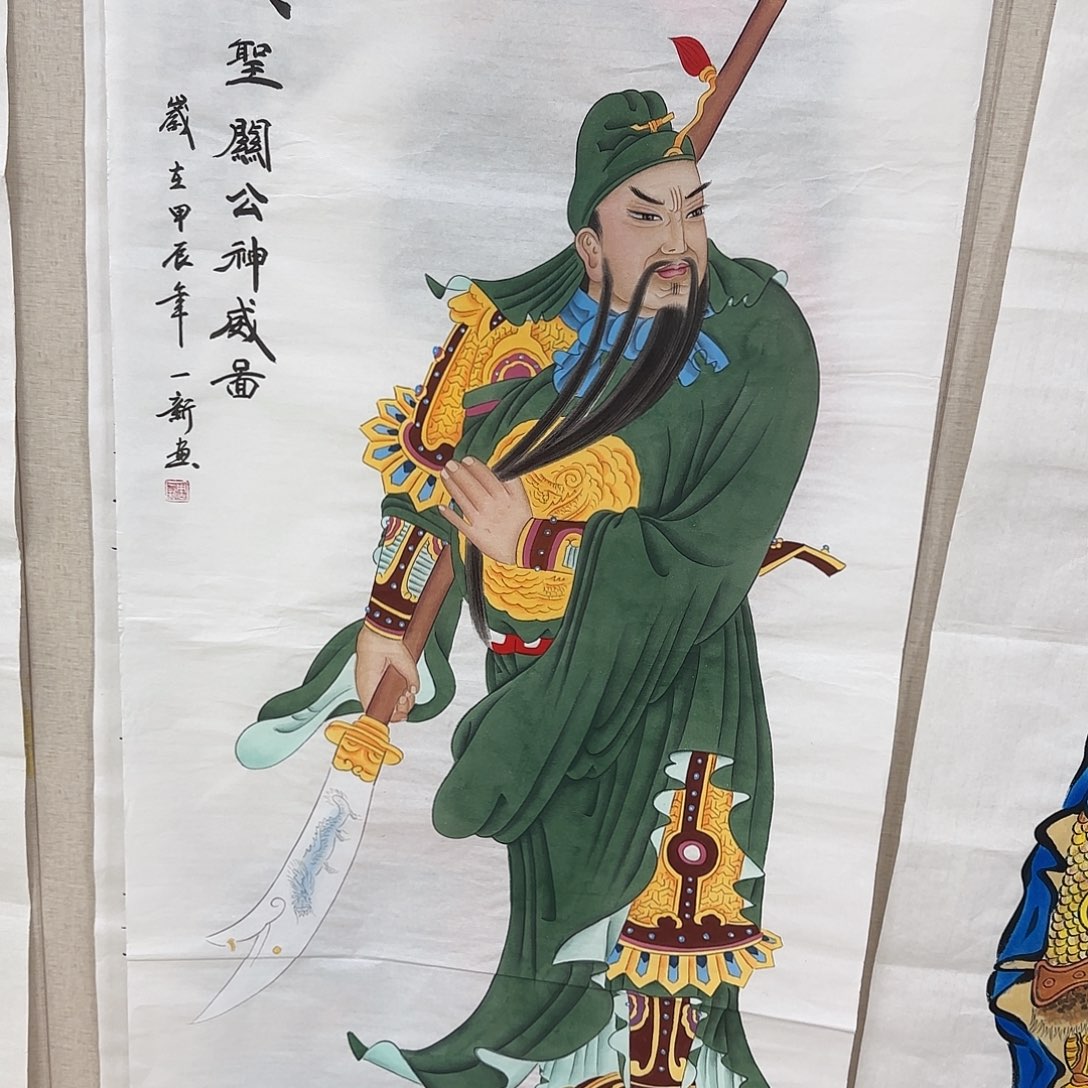 国画哈*尺寸70X138手绘作品