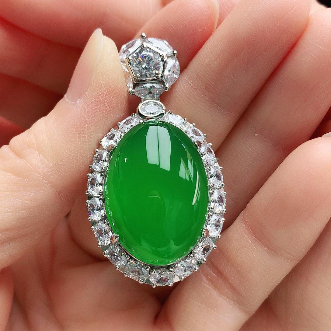 玛瑙/玉髓吊坠银S925镶嵌