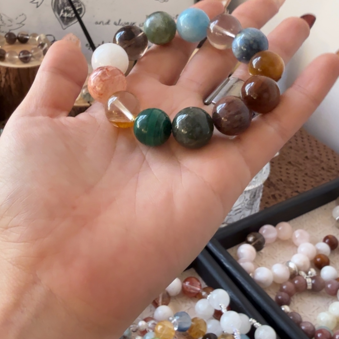 X****银S925镶嵌手链烟晶