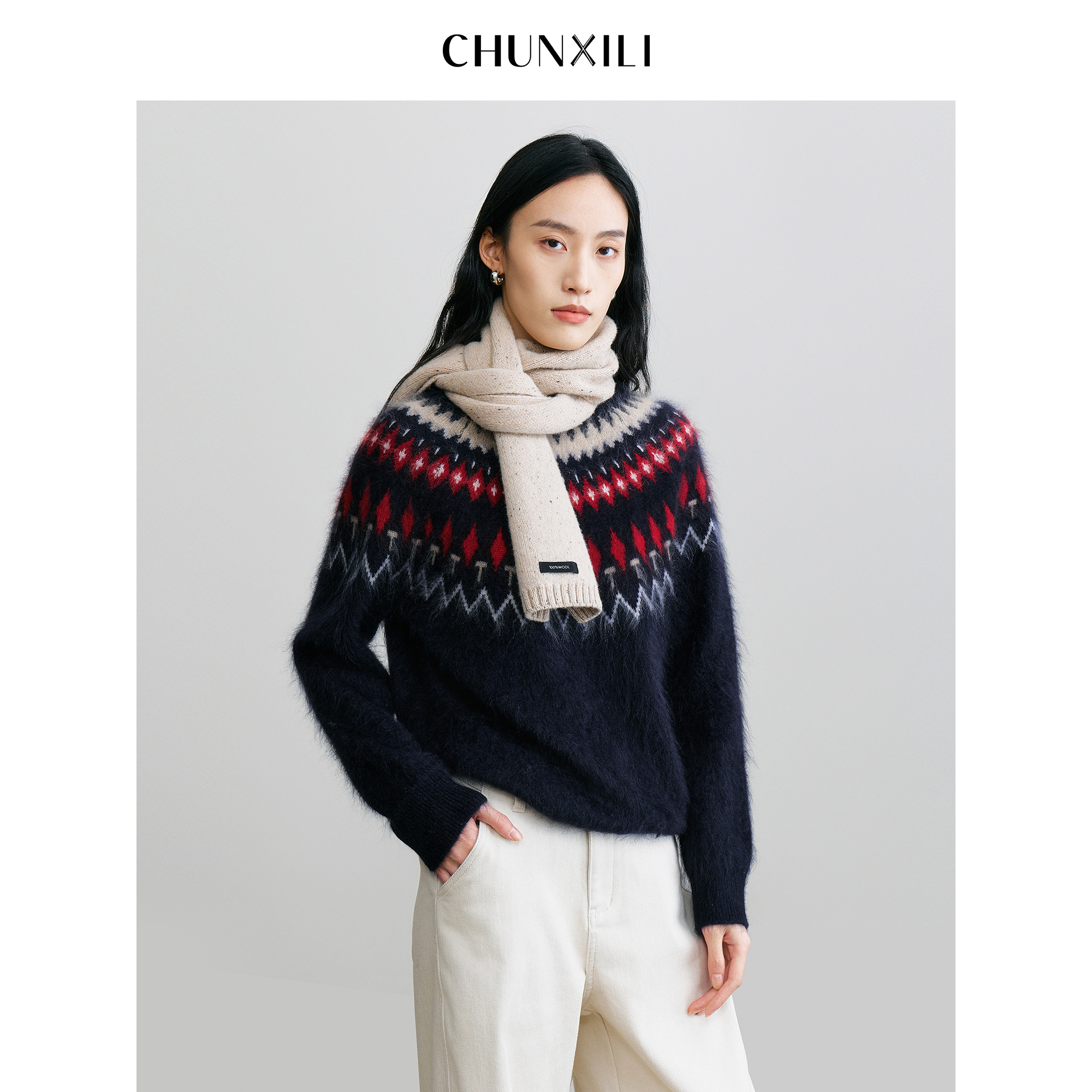 CHUNXILI/春熙里复古慵懒风羊毛针织衫 加厚保暖 上衣D00M54168