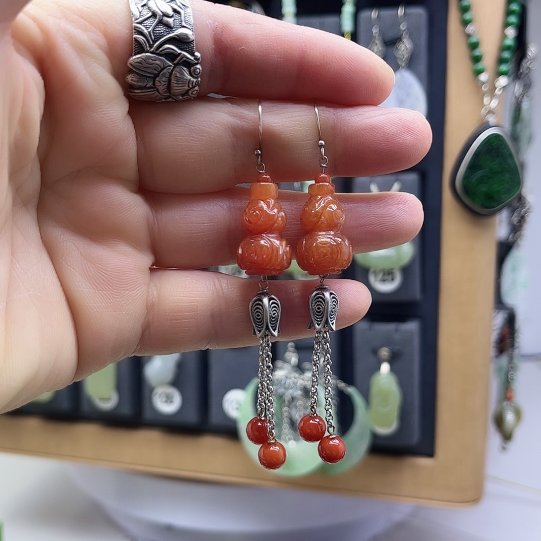 翡翠银S925镶嵌耳饰