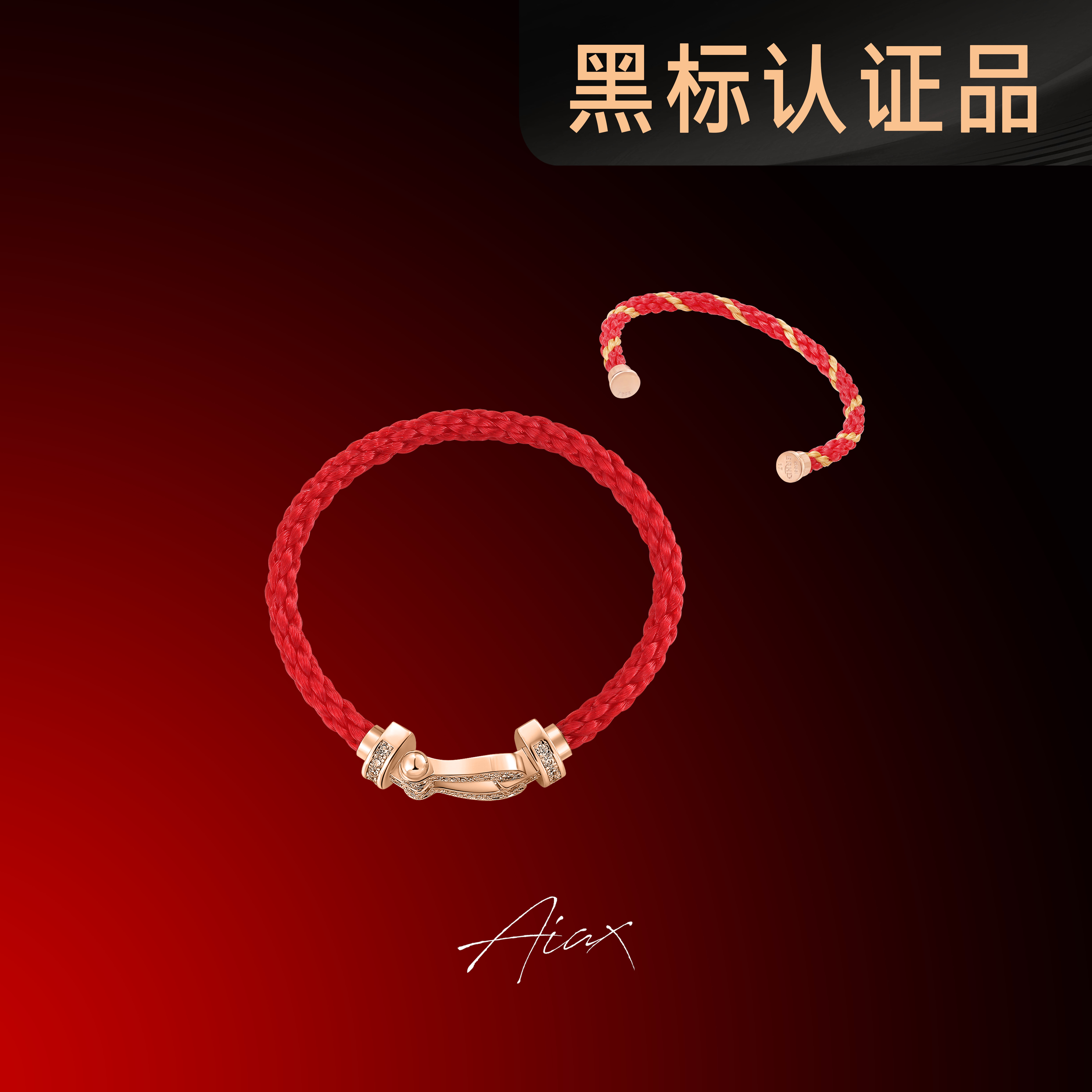 AIAX  镀K金 时尚简约编织蛇年红色手链TSZ121-TSS7266