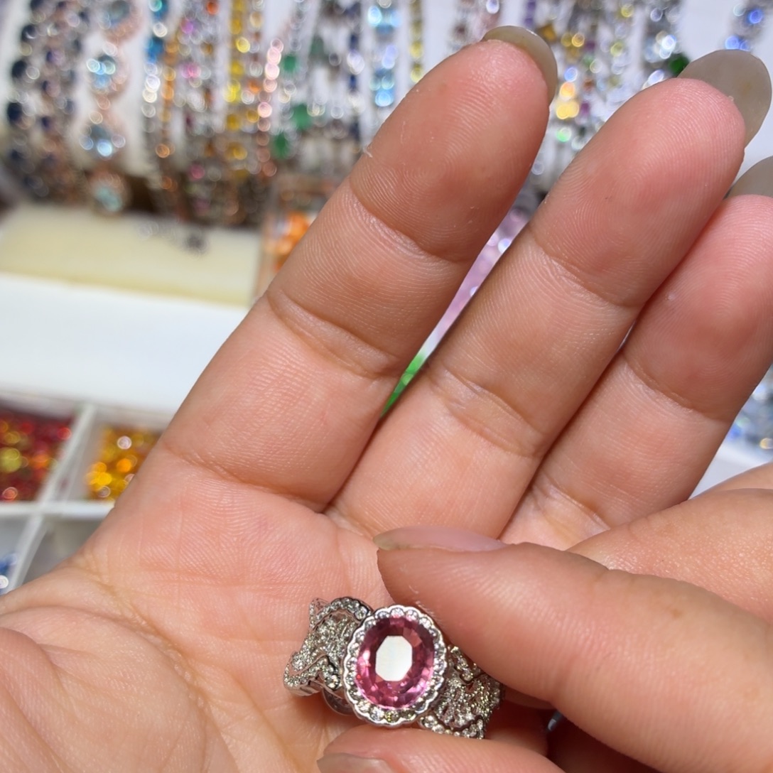 碧玺银S925镶嵌戒指