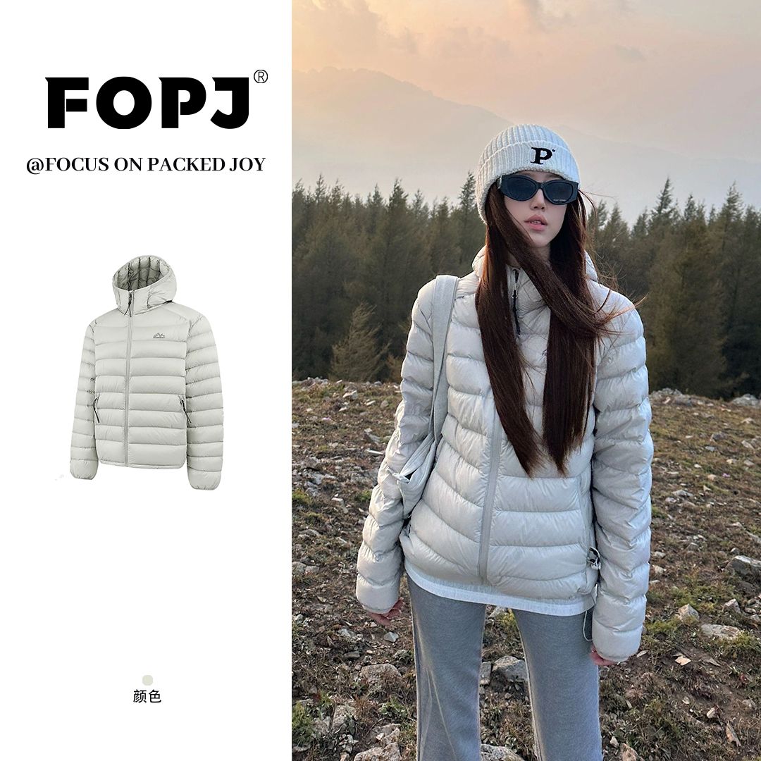 FOPJ刺绣款韩版轻薄排骨棉服女秋冬新款设计感慵懒风保暖连帽外套