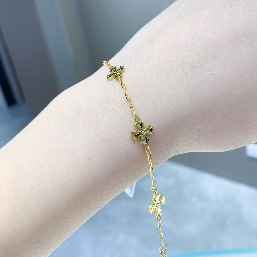 5G足金龙鳞十字小幸运手链00698