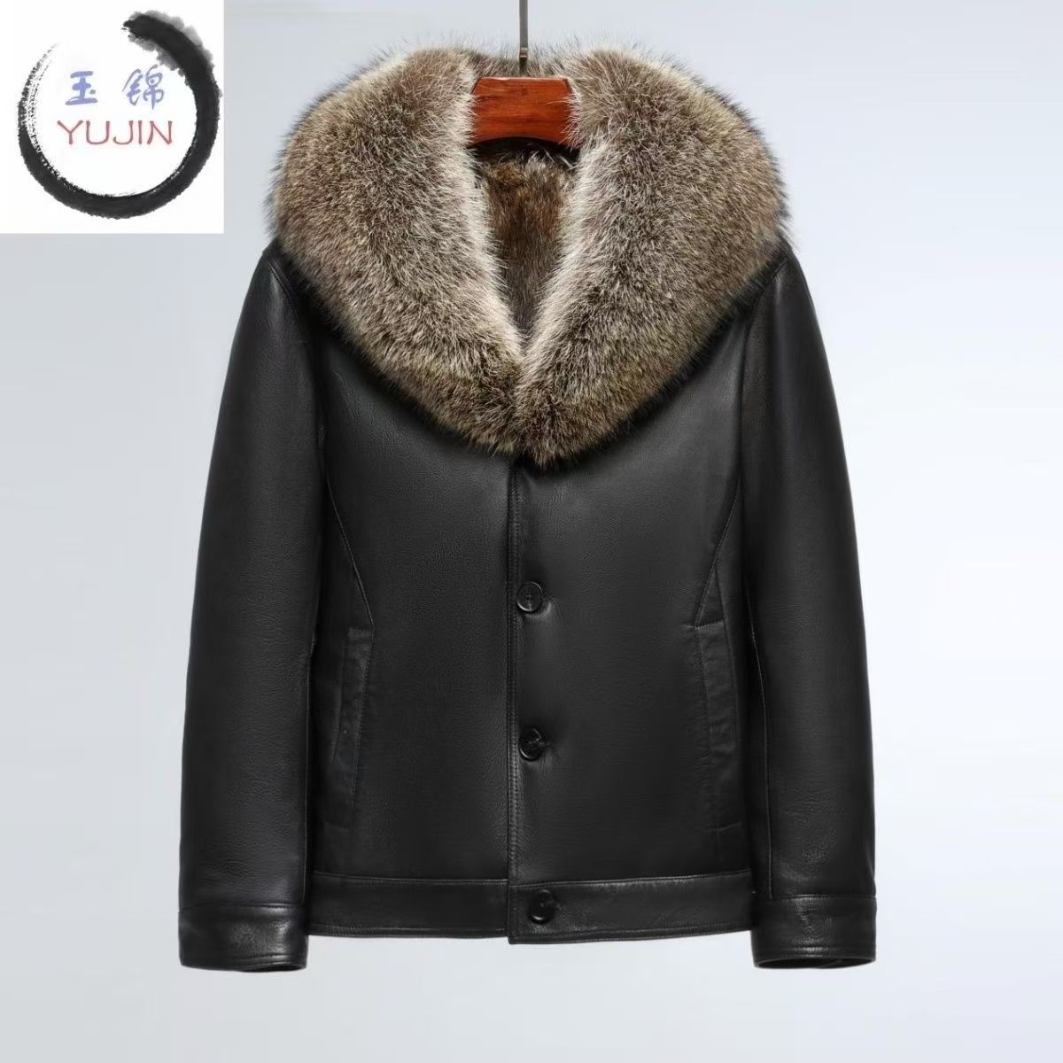 冬季男外套真皮皮衣貉子毛整内胆海宁山羊皮大衣保暖