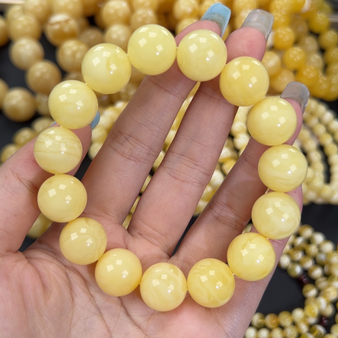 琥珀未镶嵌手链27.5白蜡