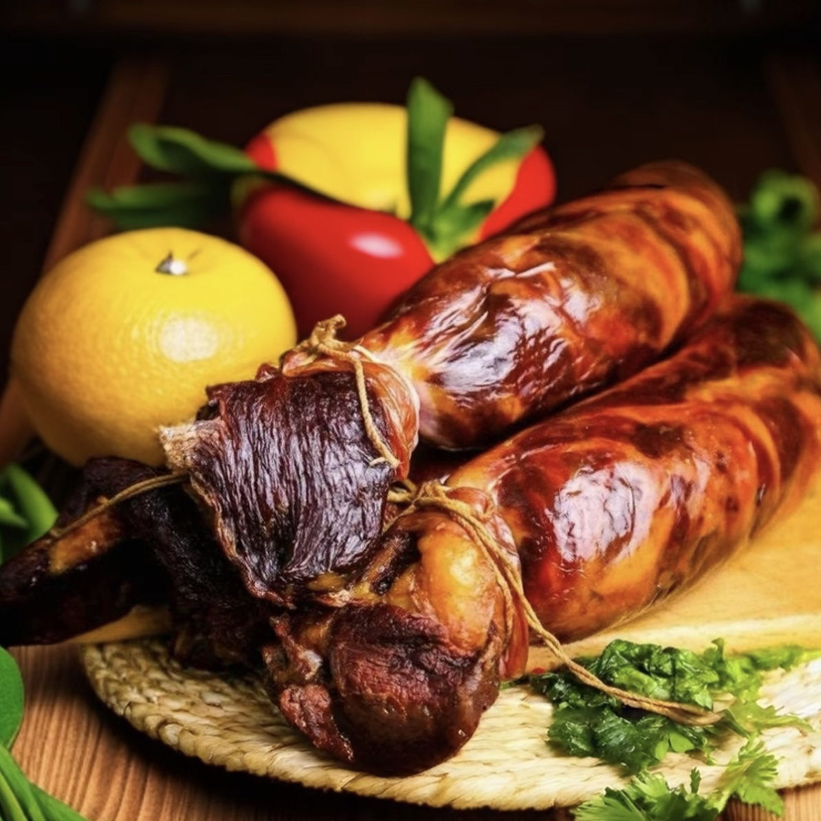 乌孙公主系列（昭苏县哈萨克族牧民手工果木熏制熟肋条马肠1公斤）