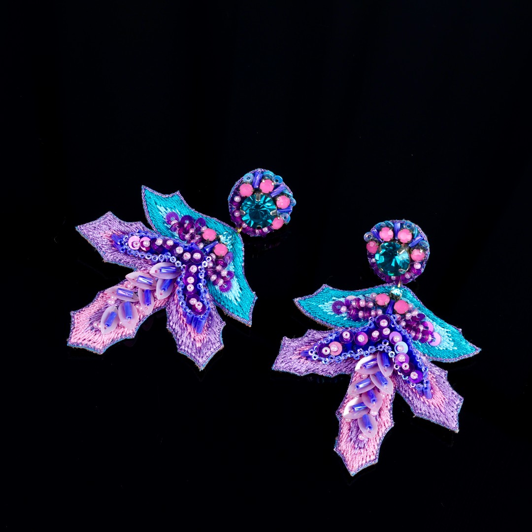 合金耳饰 中古女孩vingtage   法国设计师作品法绣工艺耳针A5574