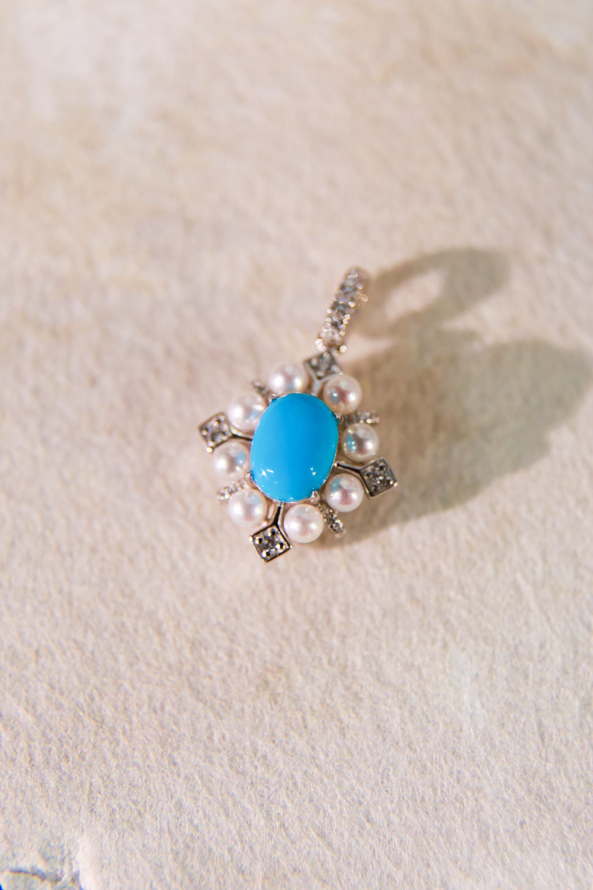 美松吊坠【天空蓝】 无注胶 无染色 高瓷 极光珍珠镶嵌