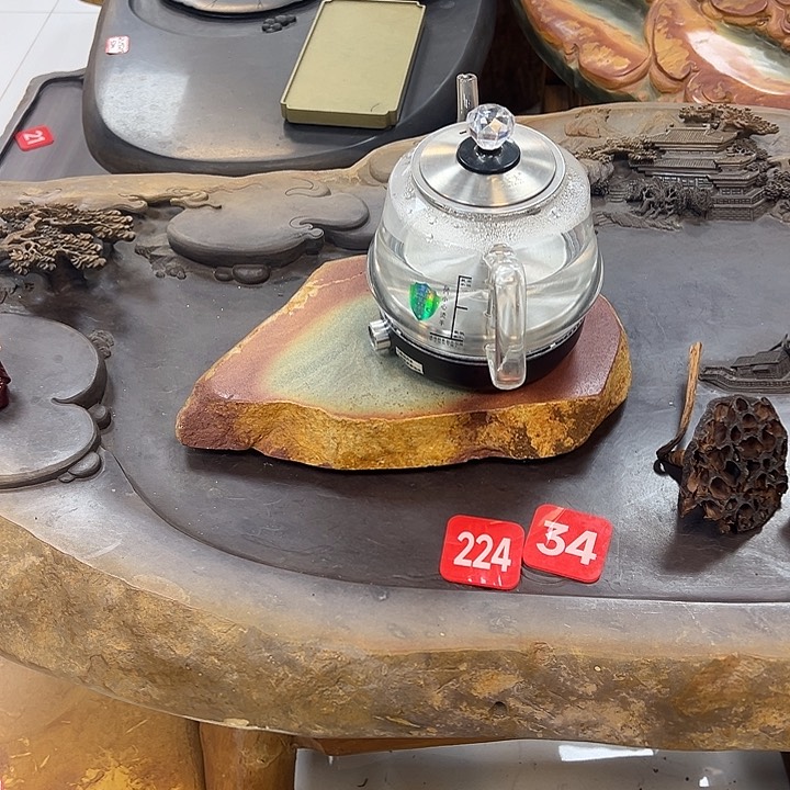 端砚石底座自动上水烧水壶