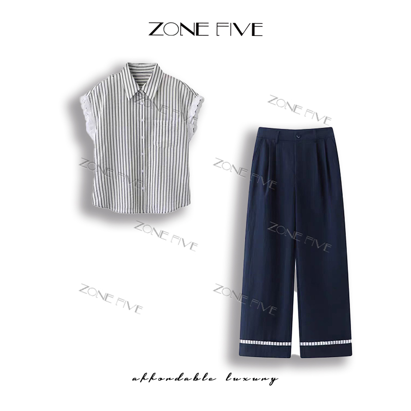 盐系轻熟风套装女两件套2025夏季新款复古通勤衬衫裤子套装GJ2572