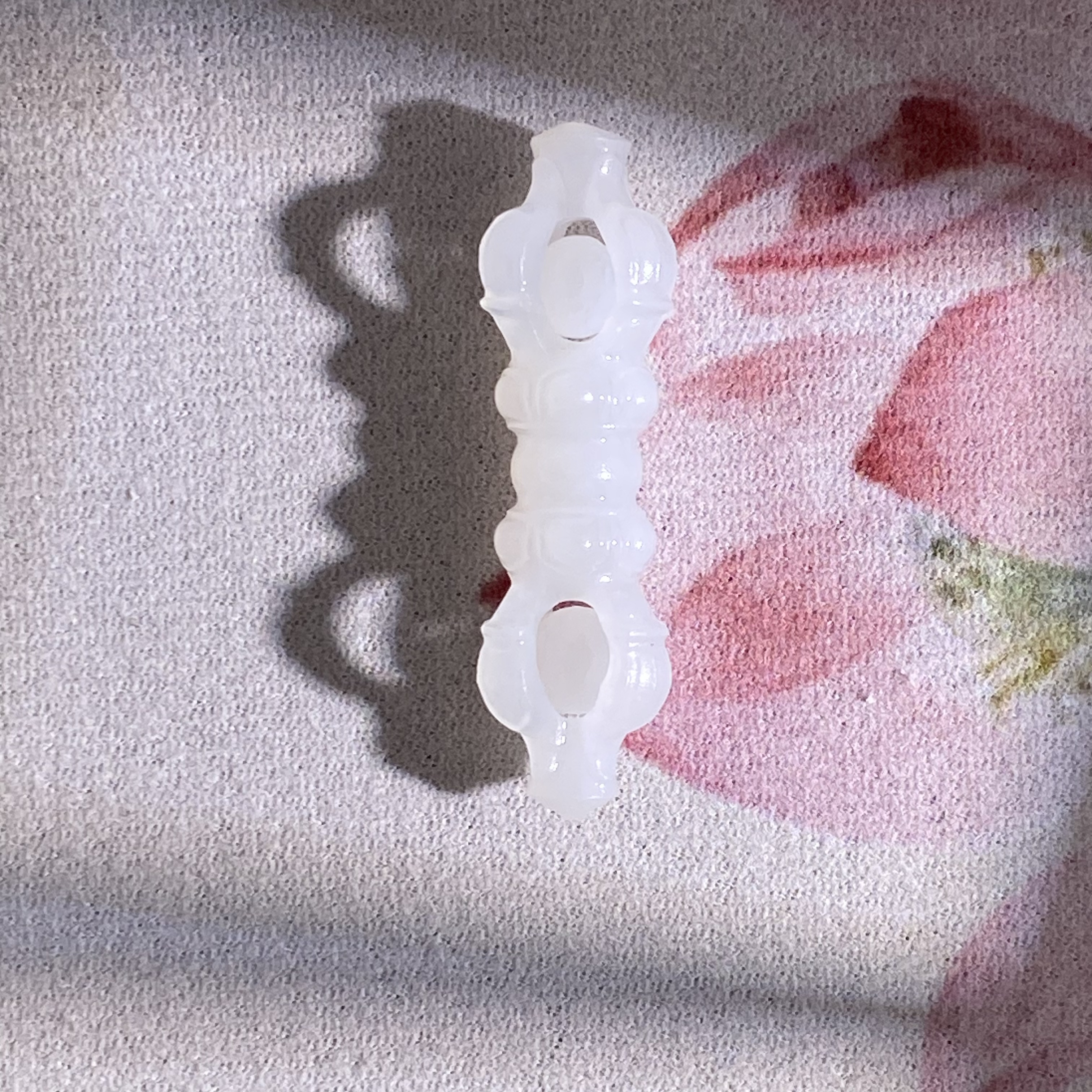 和田玉羊脂白纯手工金刚降魔杵吊坠男女款玉佩项链镂空毛衣链复古