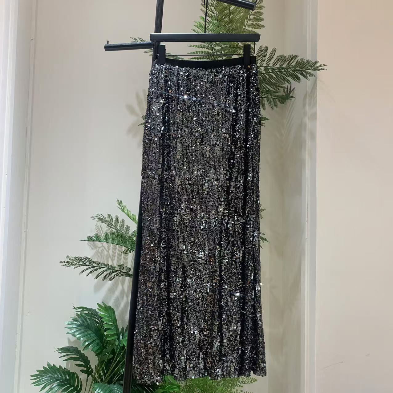 2025春季新款时尚高腰重工亮片半身裙气质鱼尾包臀裙XY0052