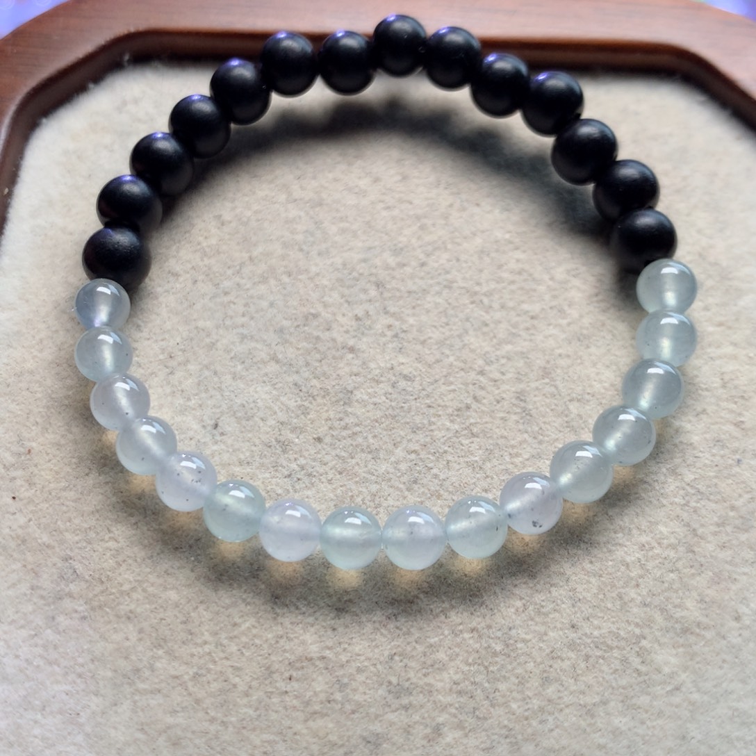 翡翠未镶嵌手链高冰白冰半串5mm