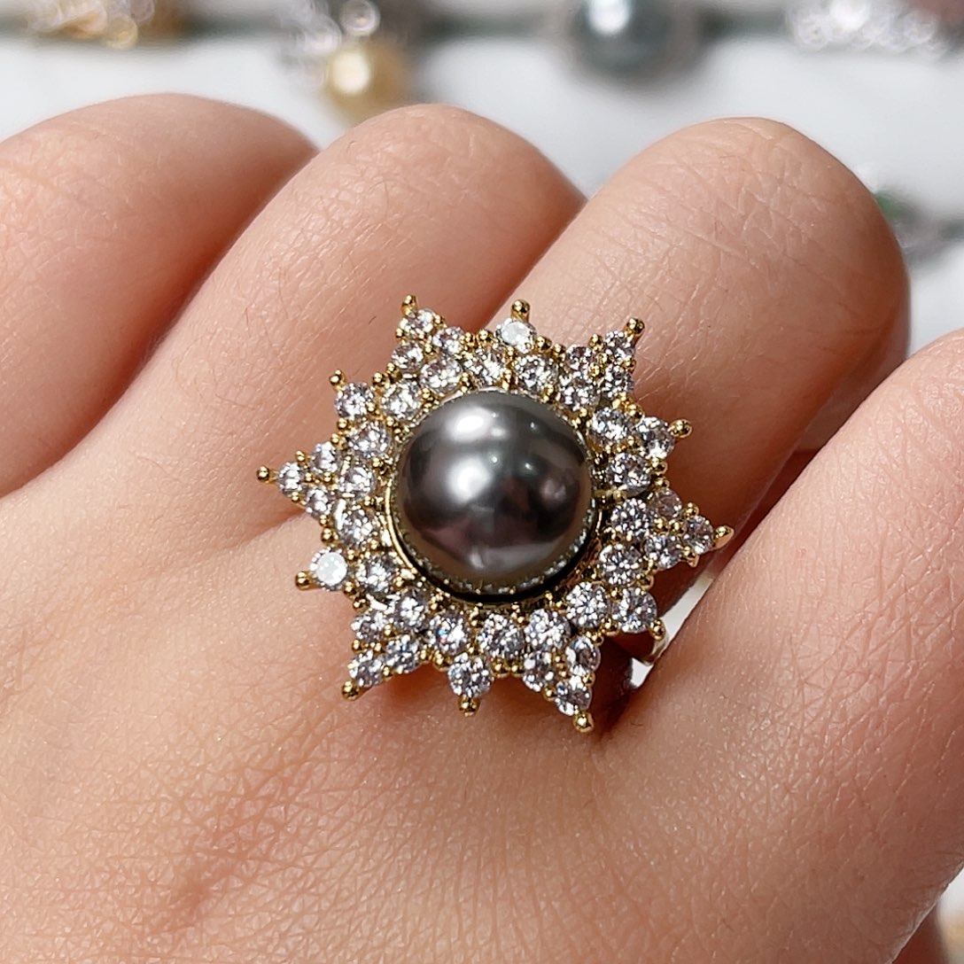 海水珍珠戒指银S925镶嵌