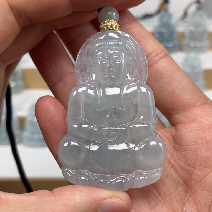 翡翠未镶嵌颈饰天然缅甸翡翠A货观音32号