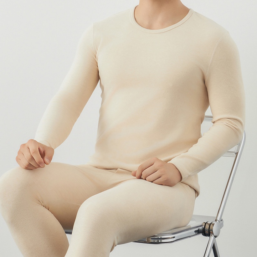 7A抗菌彩棉男士贴身暖绒内衣套装