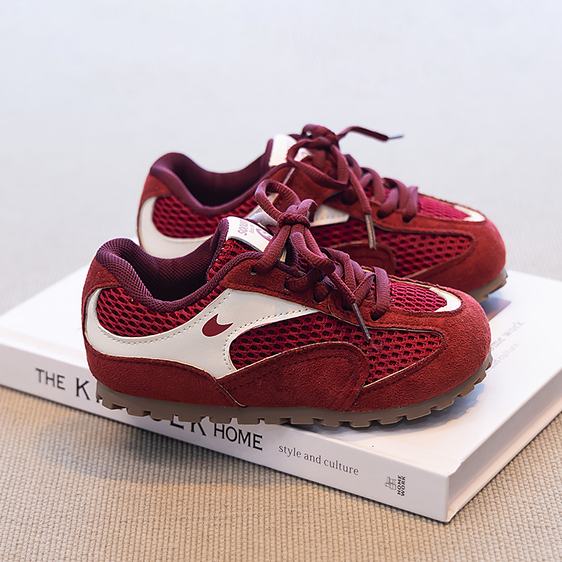 ABC女童运动鞋2025秋季新款儿童德训鞋网面透气软底休闲男童板鞋