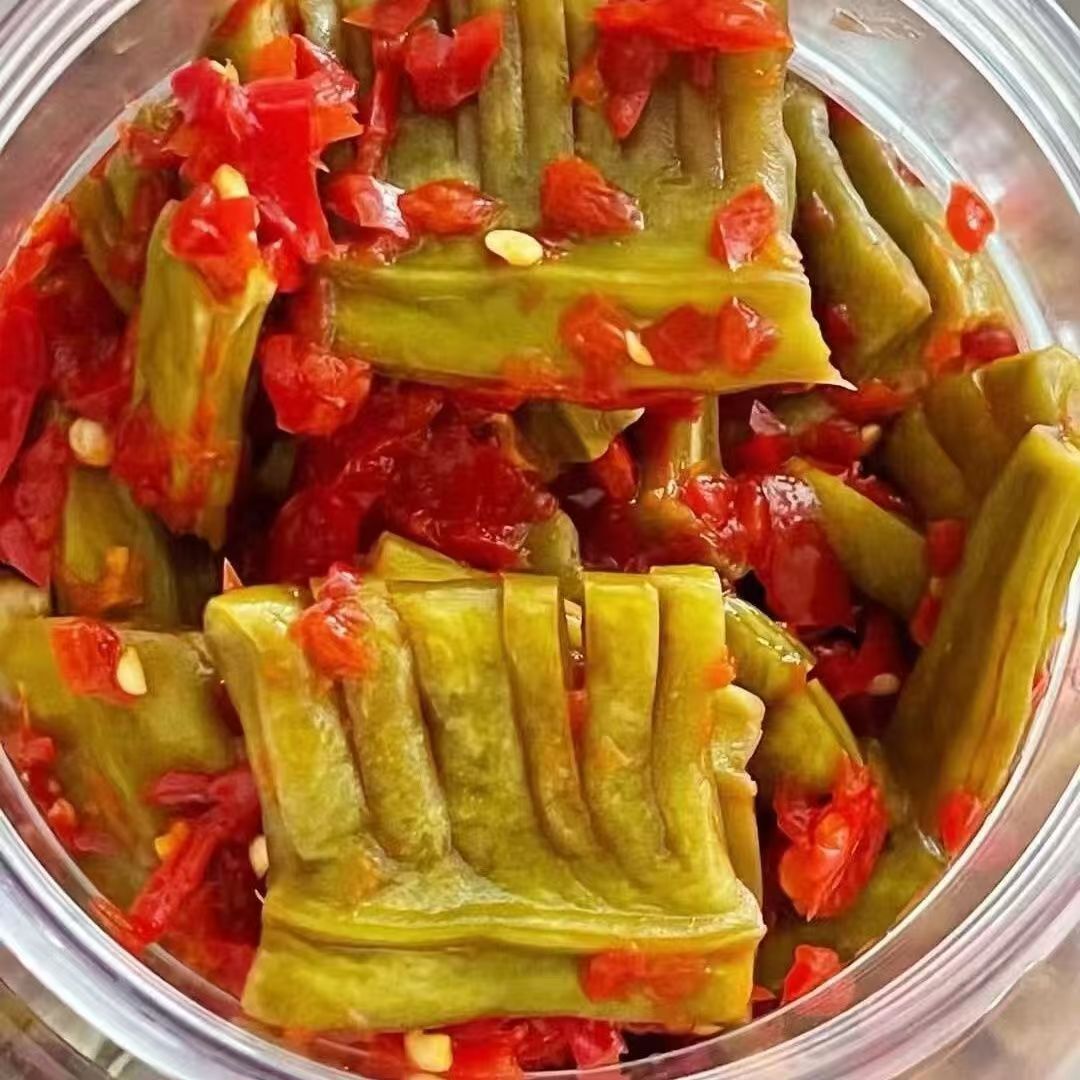 农家香辣老坛剁椒刀豆下饭菜手工腌制湖南特产腌菜咸菜350克装