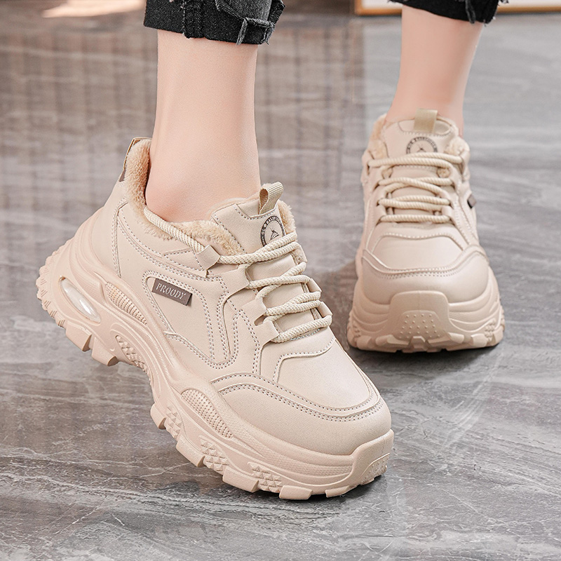 冬季新款女鞋秋冬加绒运动系女学生老爹鞋跑步鞋小白鞋舒适棉板鞋