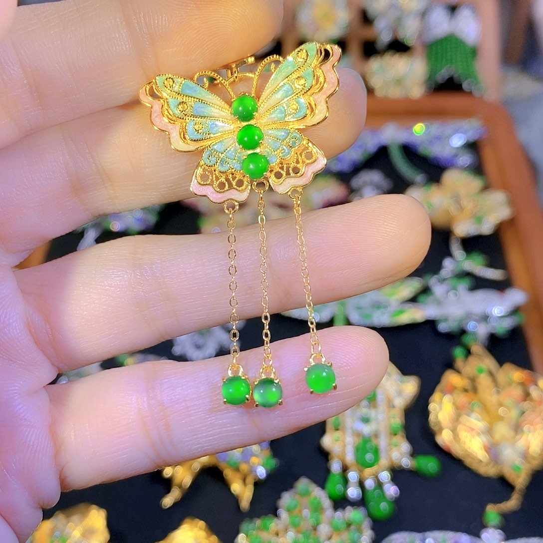 吊坠(不含链)银S925镶嵌翡翠