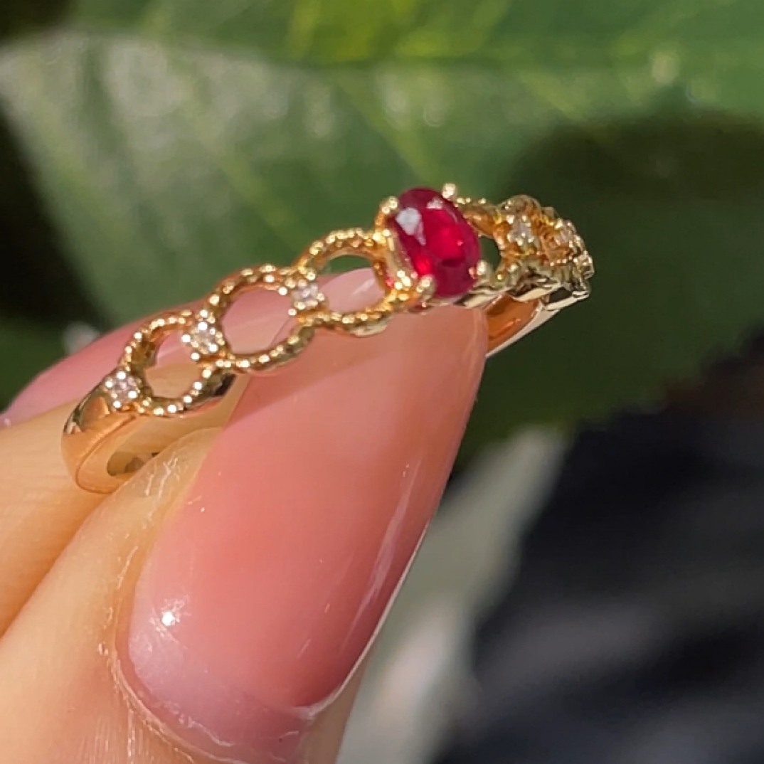 0.18CT鸽血红宝石戒指18K玫瑰金