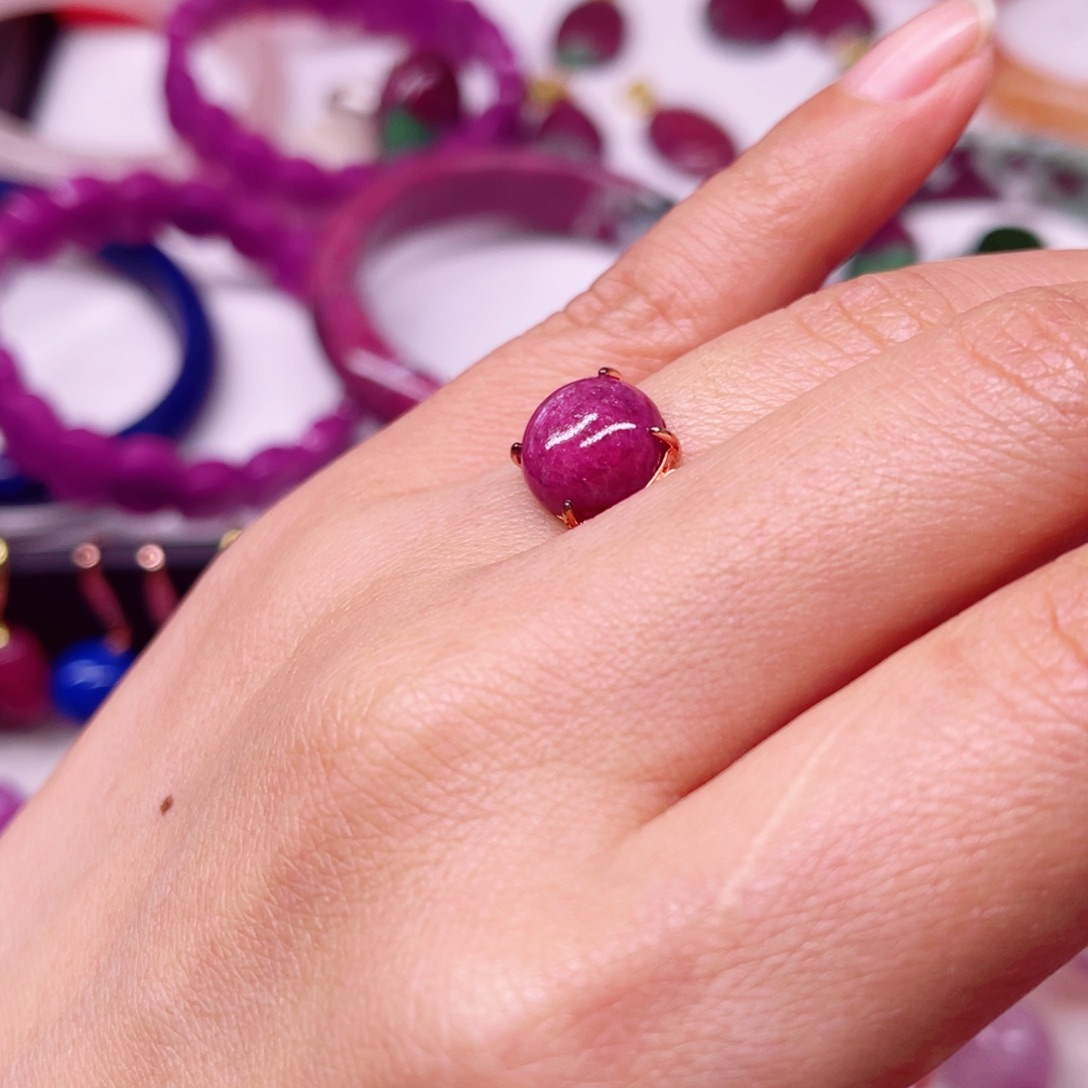 戒指银S925镶嵌红宝石