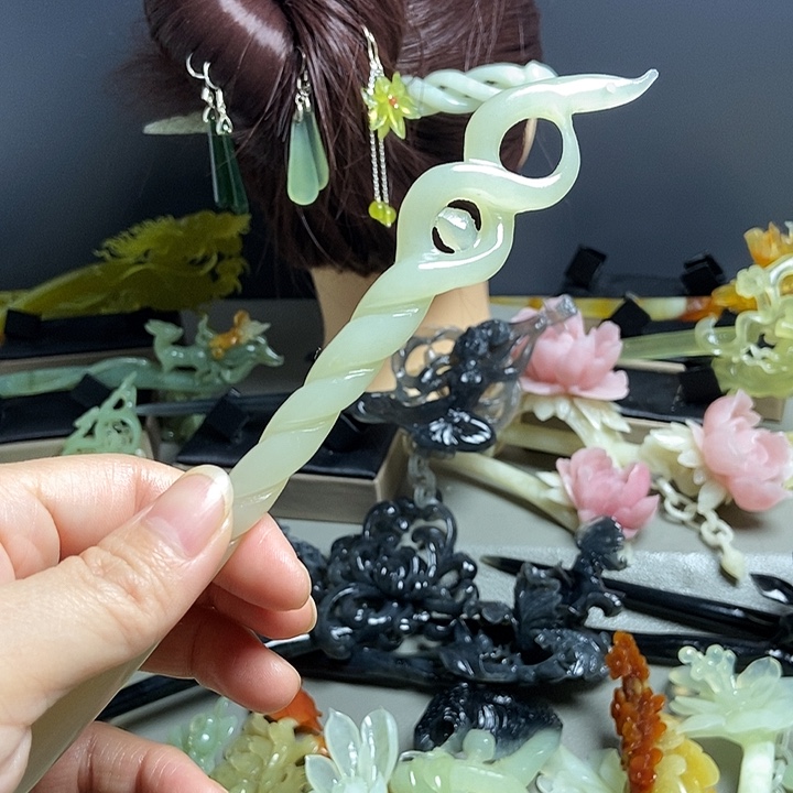 靈***河岫玉未镶嵌发簪发簪