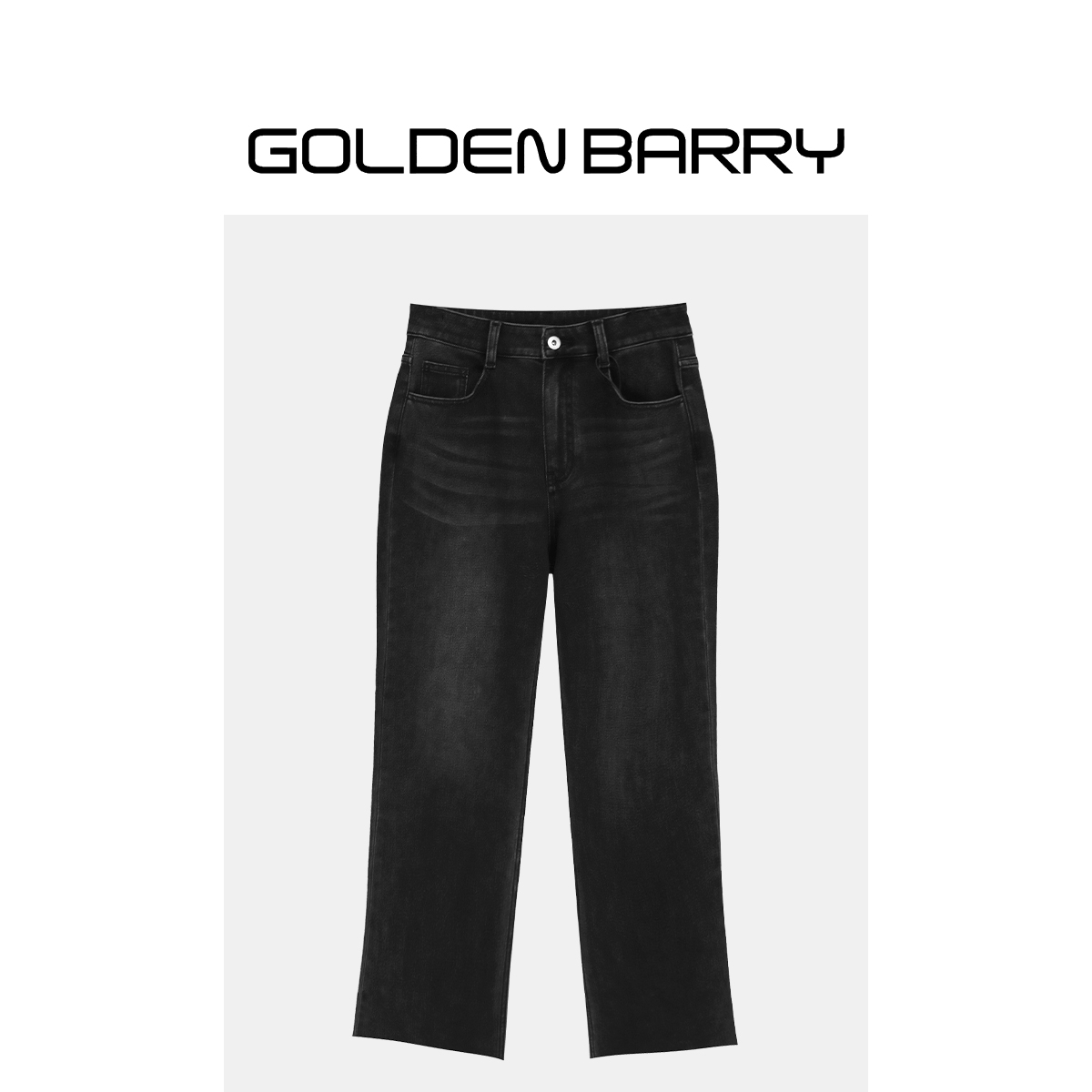 GOLDENBARRY|506030女装黑色微喇九分牛仔裤