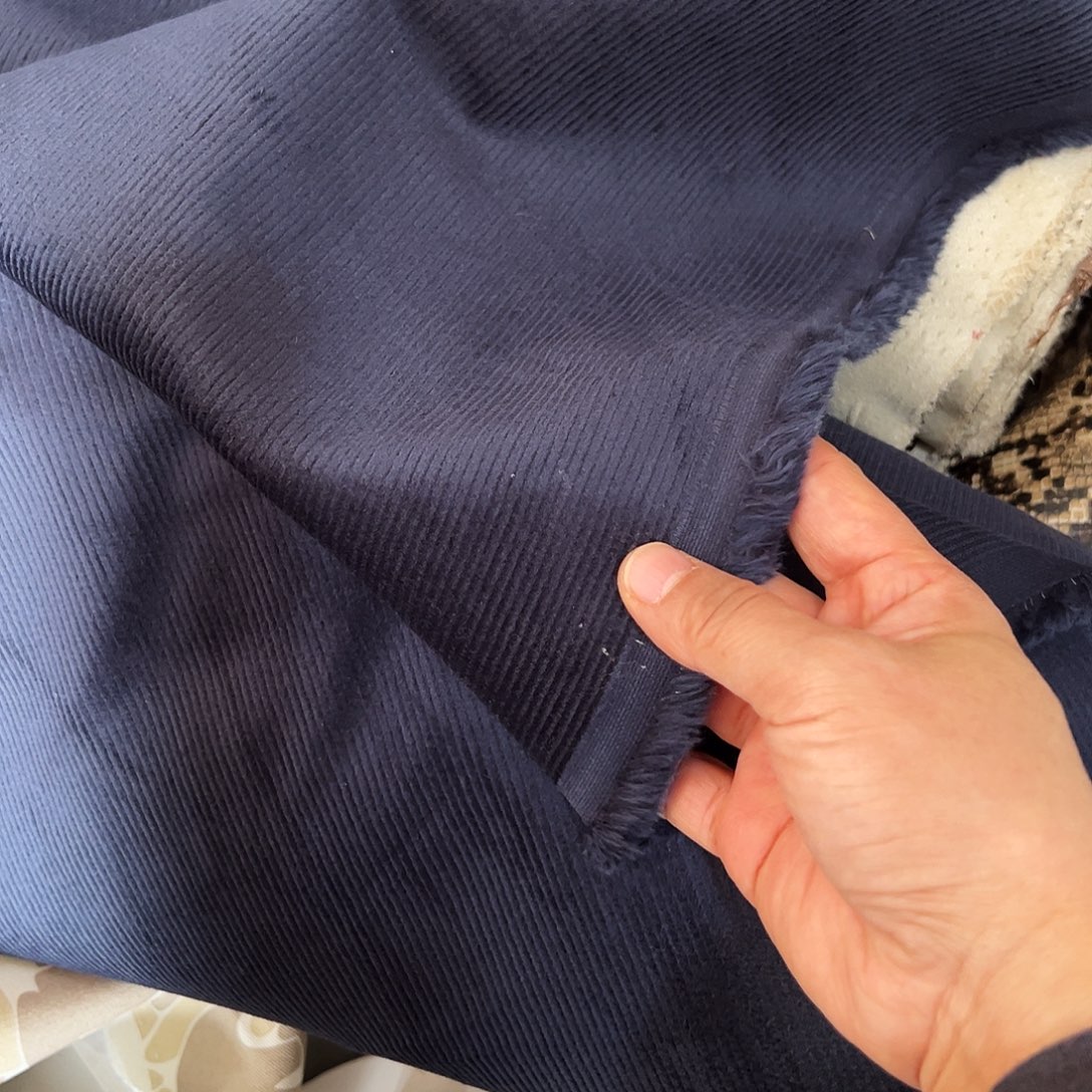 棉一米价港货纯棉深蓝厚灯芯绒1.4米宽果子对面