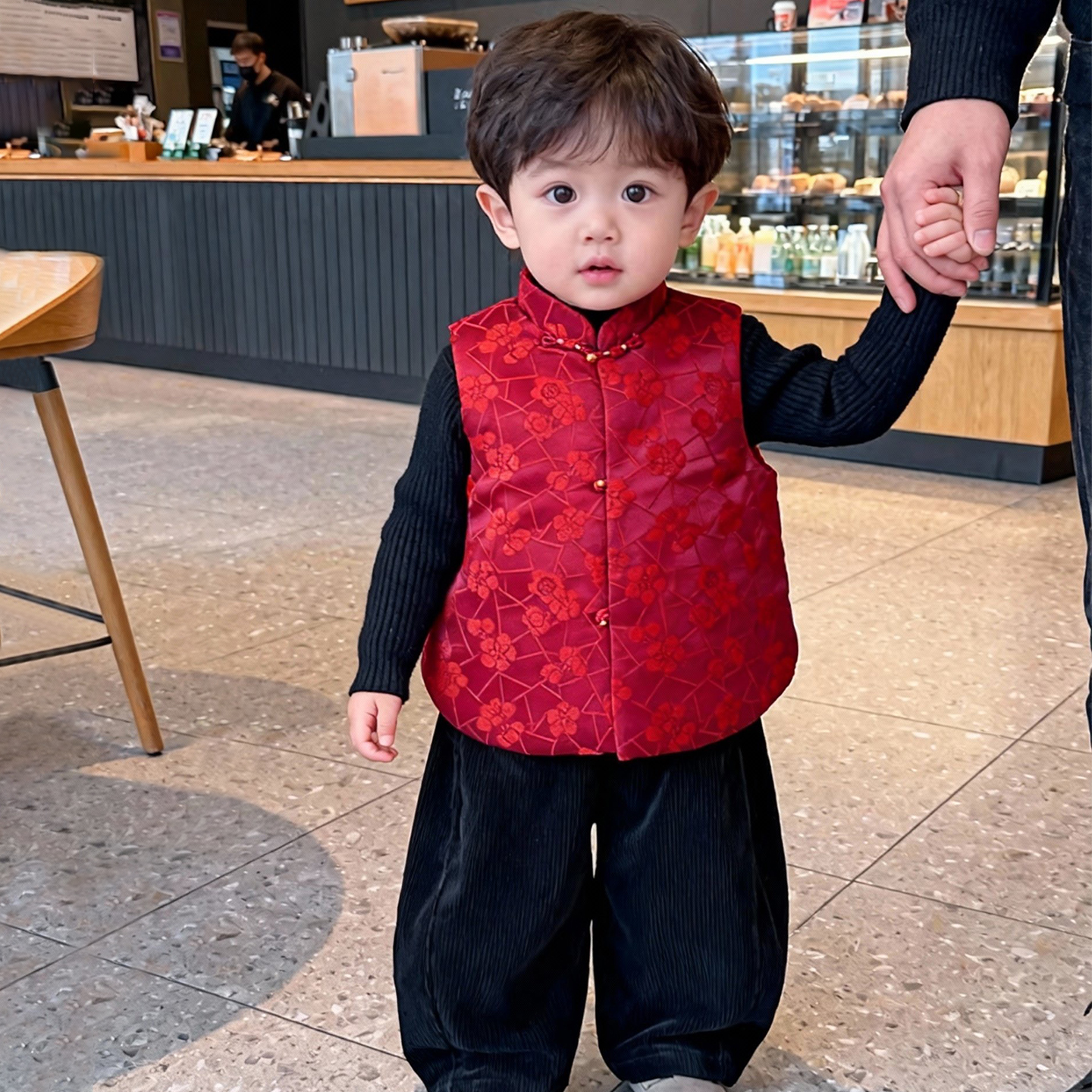 【福乐绵绵】新年喜庆儿童马甲男女宝宝同款立领坎肩马甲拜年服