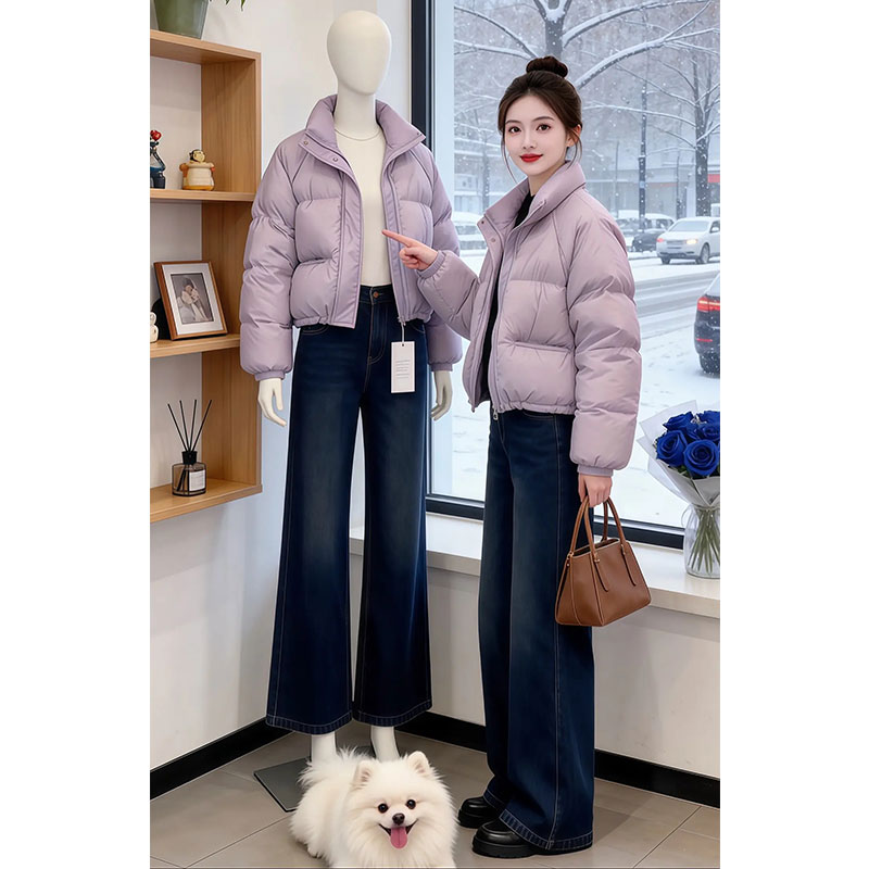 兹伊翰【甜蜜续杯】2026冬季新款纯色甜美风棉服女保暖时尚加厚棉衣