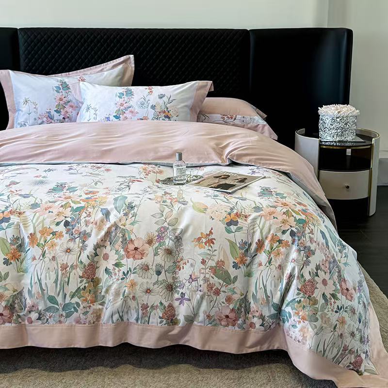 【陈同学】半夏花开 100支匹马棉 数码印花宽边工艺 全棉四件套