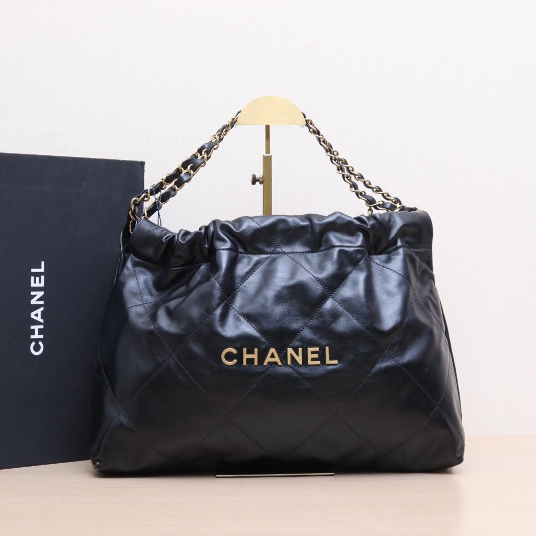 99新 Chanel/香奈儿 小花柳 22Bag 横版 小号 黑色 芯片开