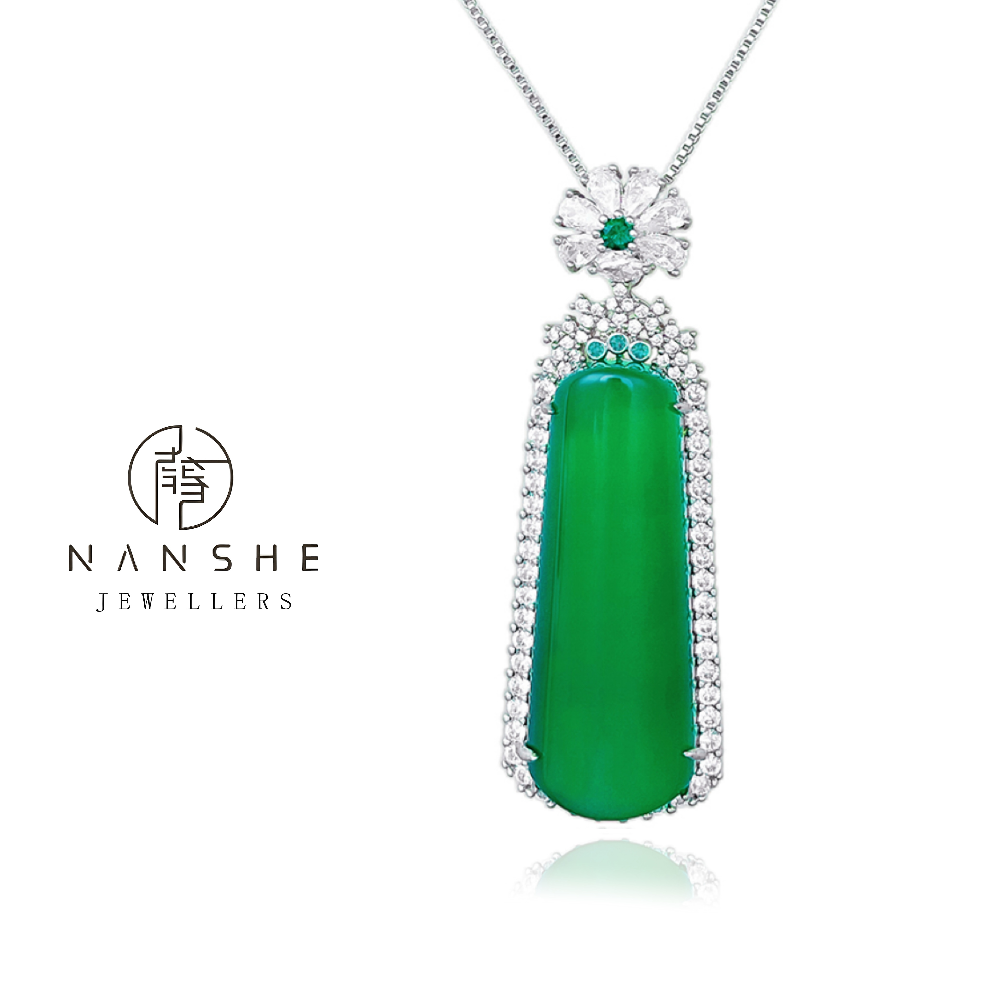 NANSHE/南奢 满绿方牌设计款镶嵌项链 L544
