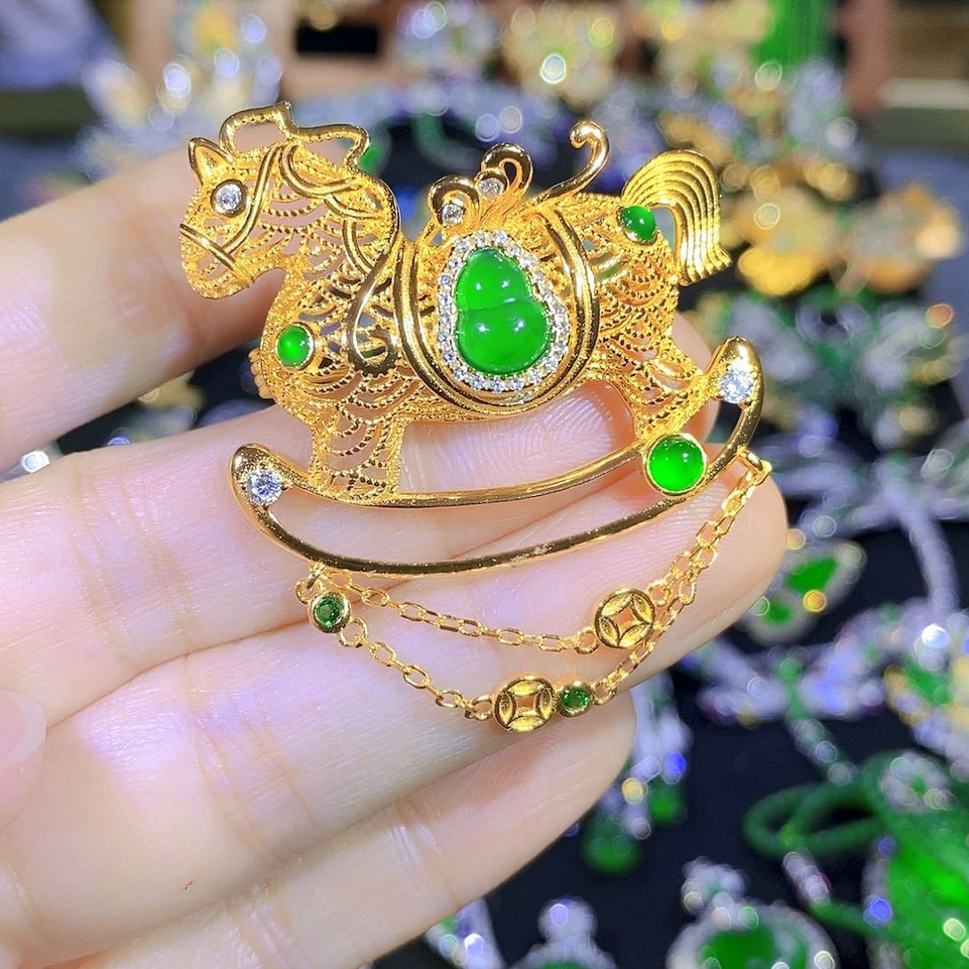 吊坠(不含链)银S925镶嵌翡翠