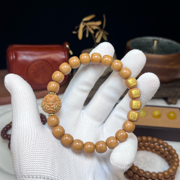【AAA】级二级全品 镀金暗标四标款+万福唐狮满工镶嵌 猴头手串老型