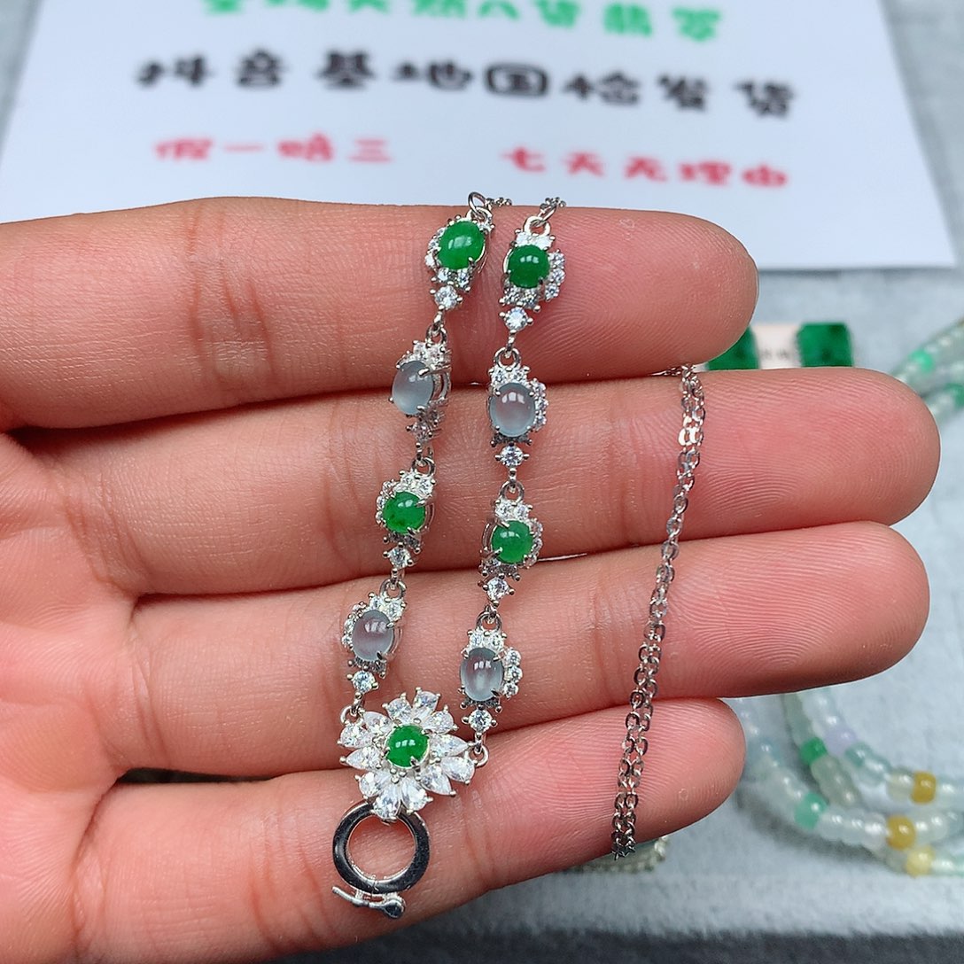 翡翠银S925镶嵌项链4号