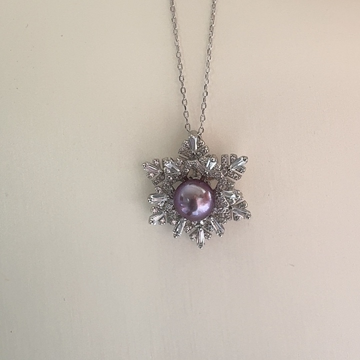 淡水珍珠银S925镶嵌颈饰