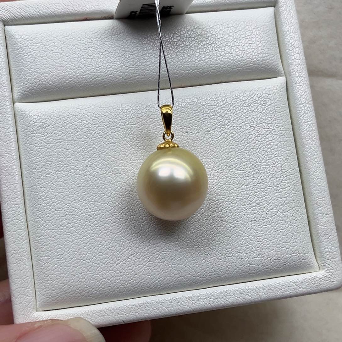 海水珍珠18K金镶嵌吊坠(不含链)13.4mm