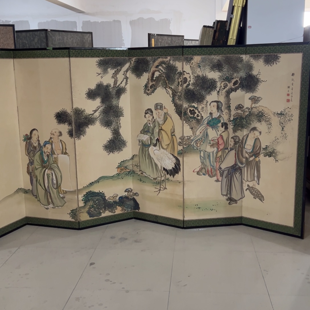 绘画屏风框画茶空间设计