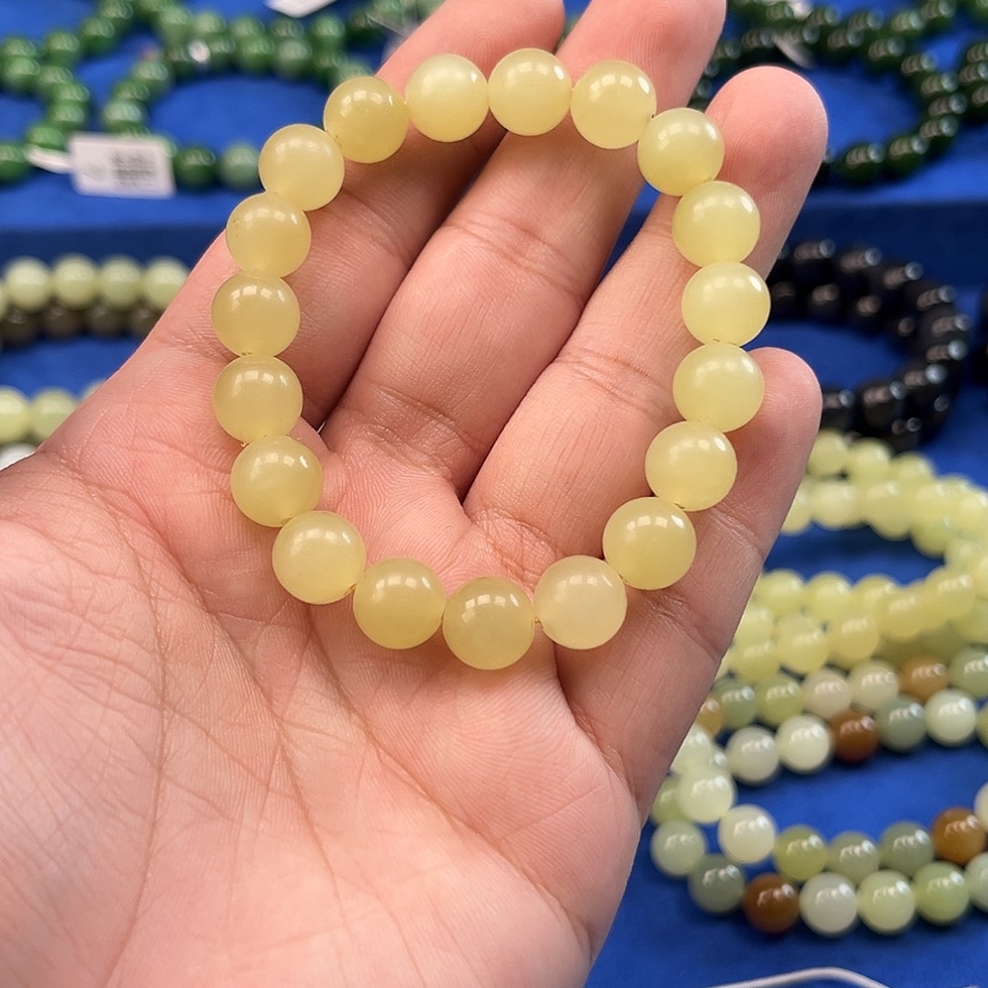 和田玉未镶嵌手链黄口柠檬黄手串
