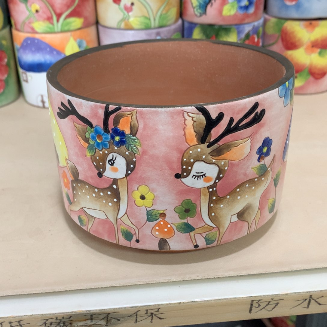 铭*福利花盆，手绘花盆
