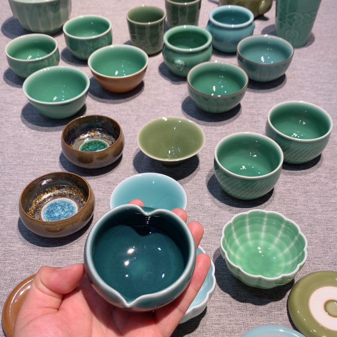 秋*苒龙泉青瓷茶具一对