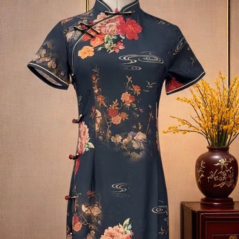 苏州新款改良2025复古中国气质连衣裙优雅修身旗袍旗袍裙长款